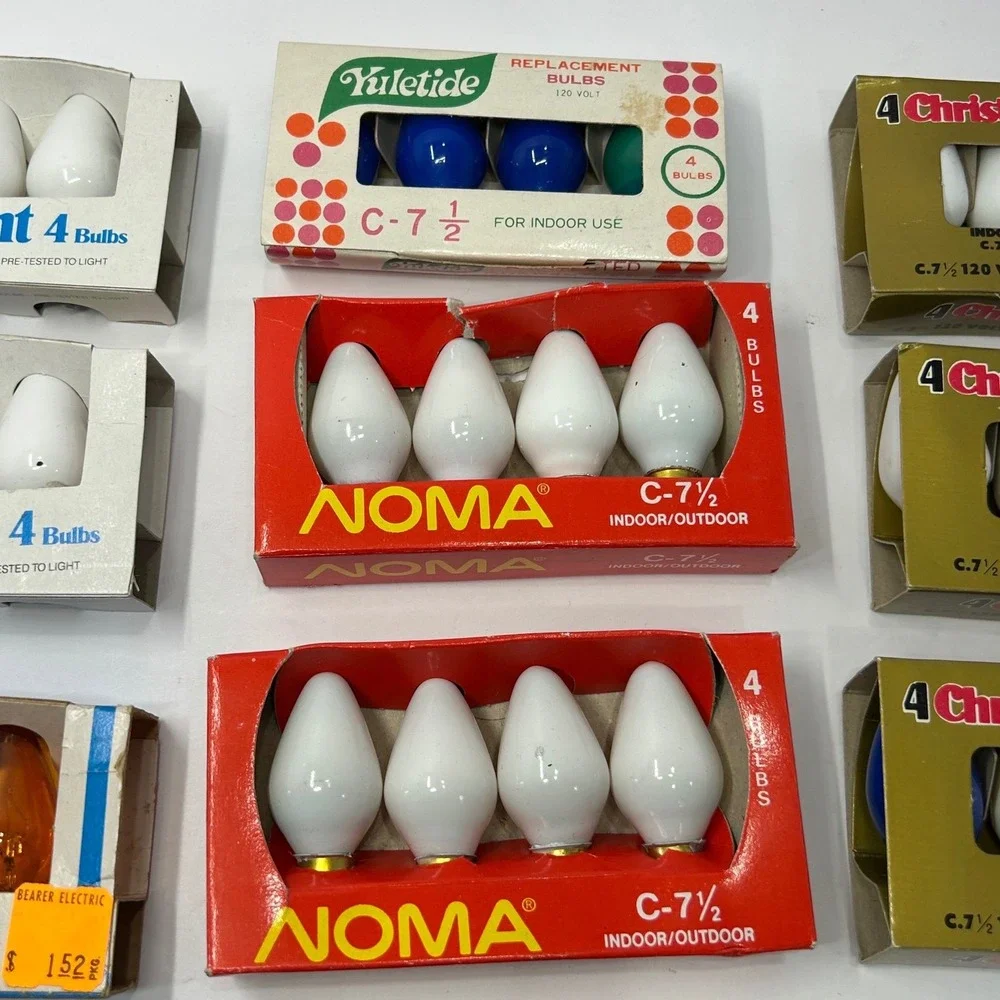 Vintage‎ GE NOMA Santa Trim C7 Christmas Light Bulbs Lot White Orange Untested